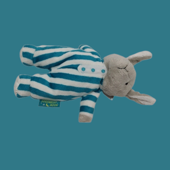 Goodnight Moon Lovey Plushie Security Blanket + 10" Bunny Rabbit Toy Striped PJs - Picture 9 of 12